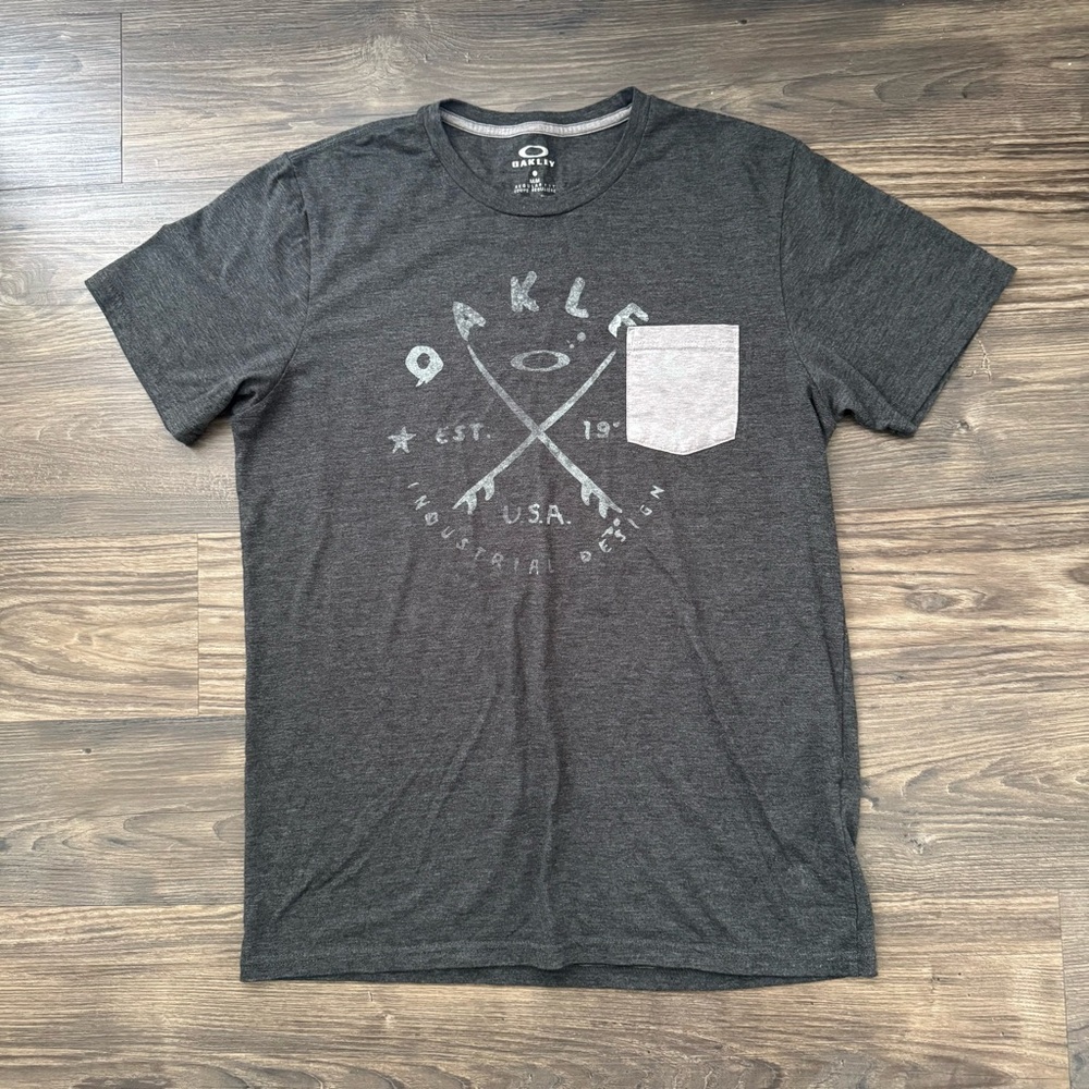 Oakley Dark Gray Graphic Tee with Pocket